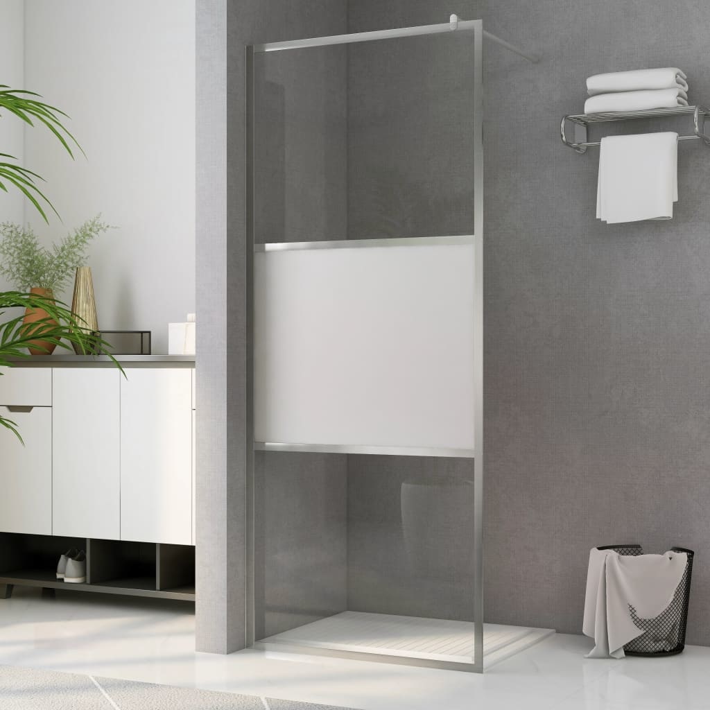 VidaXL Inloopdouchewand halfmat 80x195 cm ESG-glas