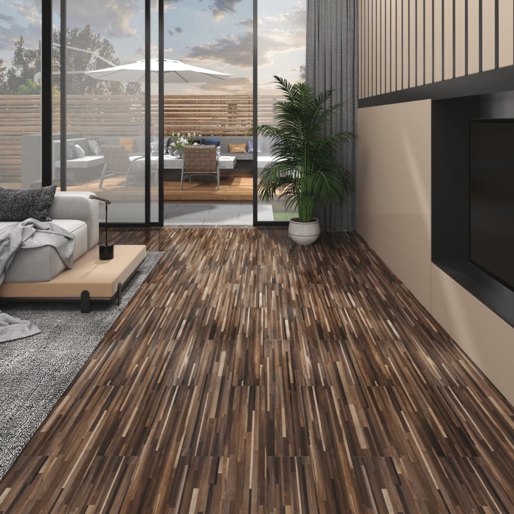 VidaXL Vloerplanken zelfklevend 5,02 m² 2 mm PVC gestreept bruin