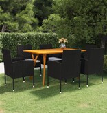 VidaXL 7-delige Tuinset zwart