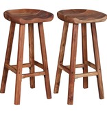 VidaXL Barkrukken massief acaciahout 38x37x76 cm 2 st