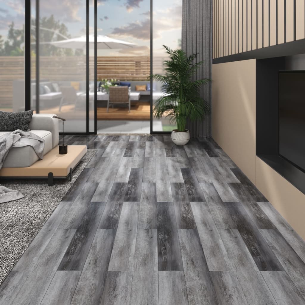 VidaXL Vloerplanken zelfklevend 5,02 m² 2 mm PVC glanzend grijs