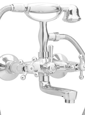 VidaXL Badkraan tweeknops en handdouche chroom