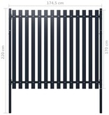 VidaXL Schuttingpaneel 174,5x170 cm gepoedercoat staal antraciet