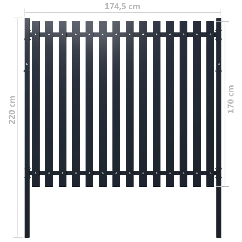 VidaXL Schuttingpaneel 174,5x170 cm gepoedercoat staal antraciet