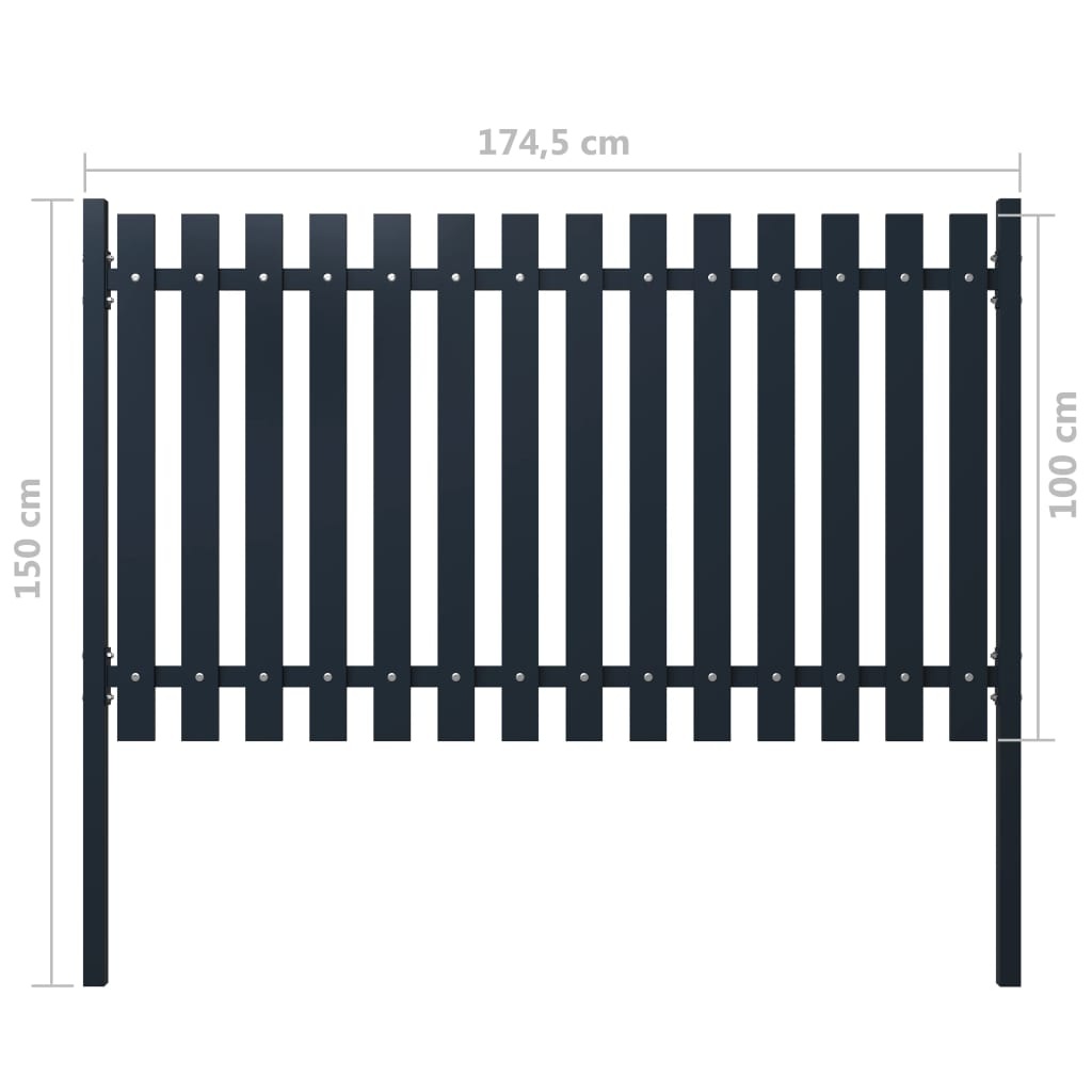 VidaXL Schuttingpaneel 174,5x100 cm gepoedercoat staal antraciet