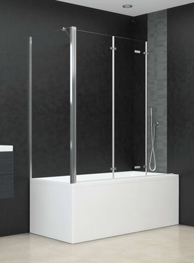 vidaXL Badwand 120x69x130 cm gehard glas transparant