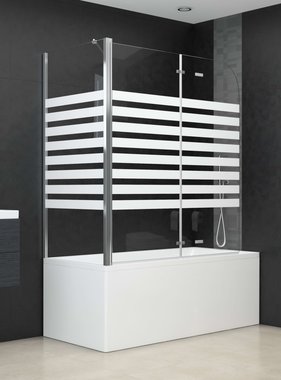 VidaXL Badwand gestreept 120x68x130 cm gehard glas