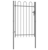 VidaXL Poort met gebogen bovenkant enkel 1x1,5 m staal zwart