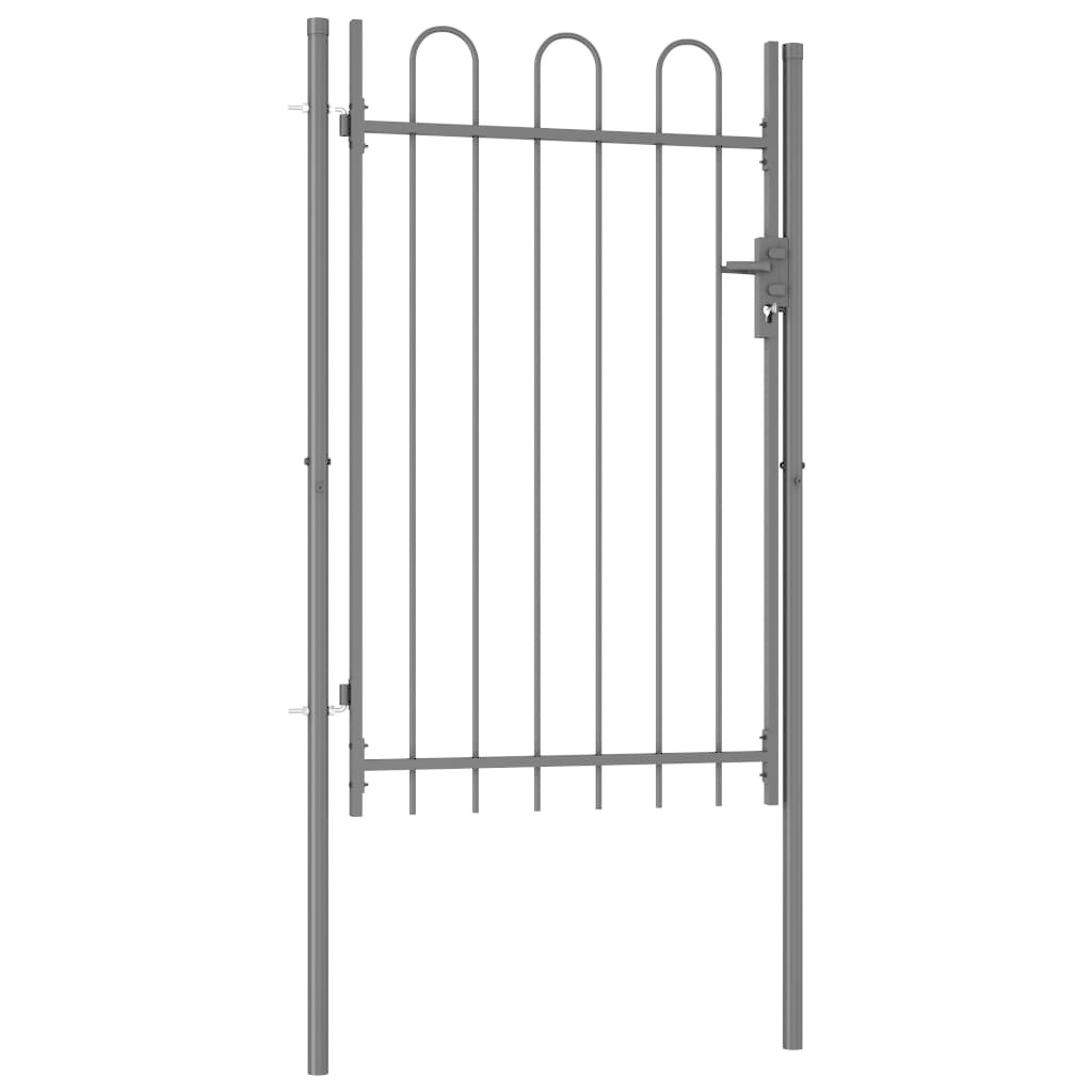 VidaXL Poort met gebogen bovenkant enkel 1x1,5 m staal zwart