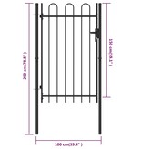 VidaXL Poort met gebogen bovenkant enkel 1x1,5 m staal zwart