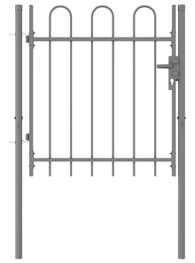 VidaXL Poort met gebogen bovenkant enkel 1x1 m staal zwart