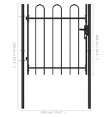 VidaXL Poort met gebogen bovenkant enkel 1x1 m staal zwart