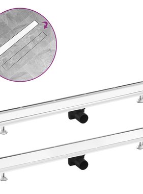 VidaXL Doucheafvoer met 2-in-1 deksel 93x14 cm roestvrij staal