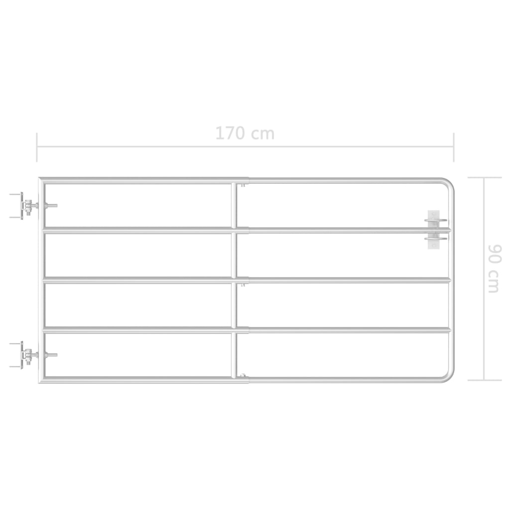 VidaXL Poort met 5 stangen (95-170)x90 cm staal zilverkleurig
