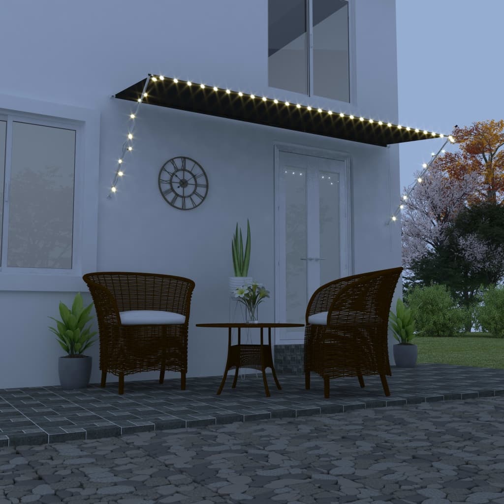 VidaXL Luifel uittrekbaar met LED 400x150 cm antraciet