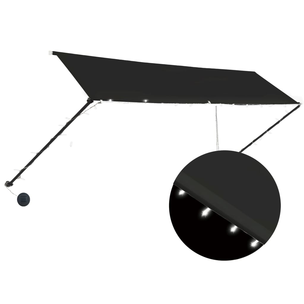 VidaXL Luifel uittrekbaar met LED 400x150 cm antraciet