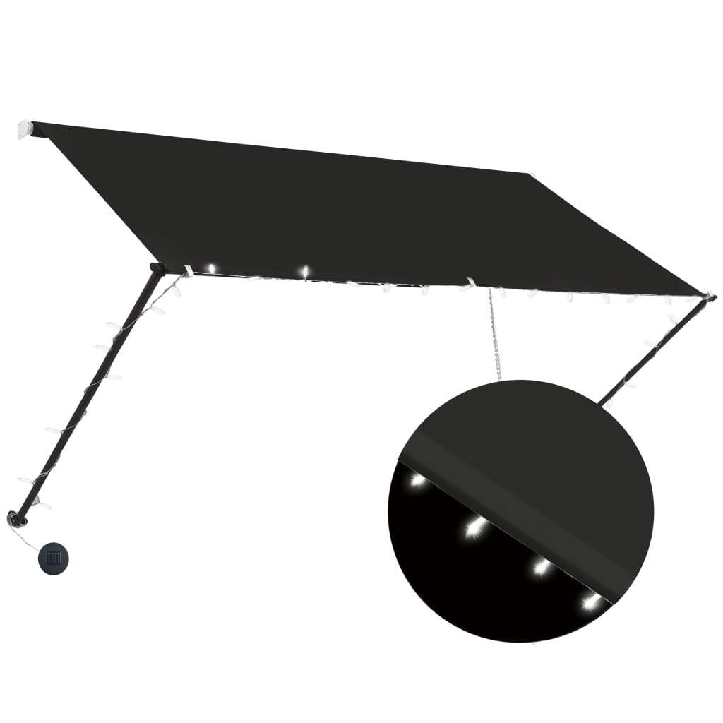 VidaXL Luifel uittrekbaar met LED 250x150 cm antraciet