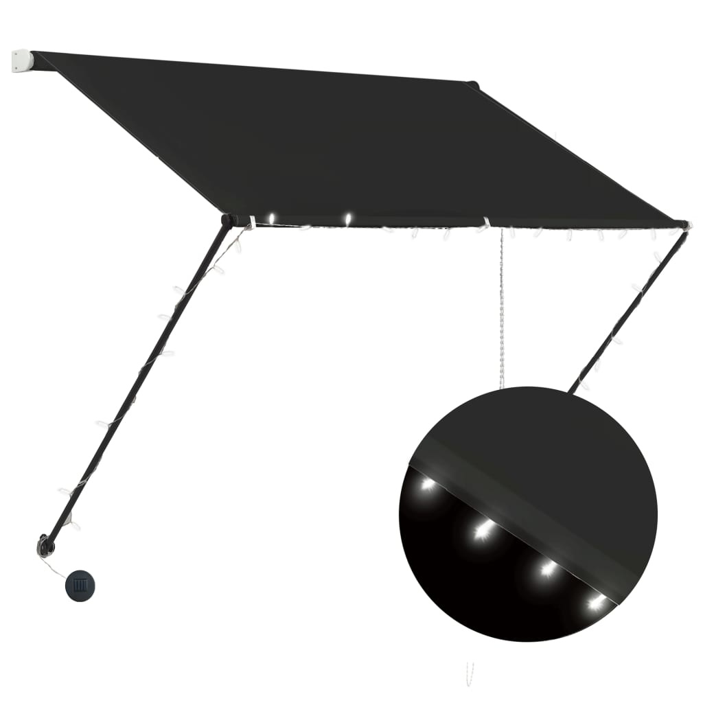 VidaXL Luifel uittrekbaar met LED 150x150 cm antraciet