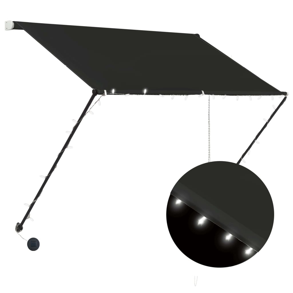 VidaXL Luifel uittrekbaar met LED 100x150 cm antraciet