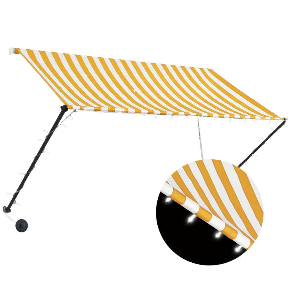 VidaXL Luifel uittrekbaar met LED 250x150 cm geel en wit