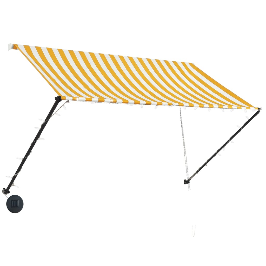 VidaXL Luifel uittrekbaar met LED 250x150 cm geel en wit