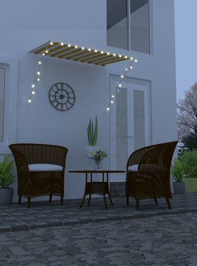 VidaXL Luifel uittrekbaar met LED 200x150 cm geel en wit