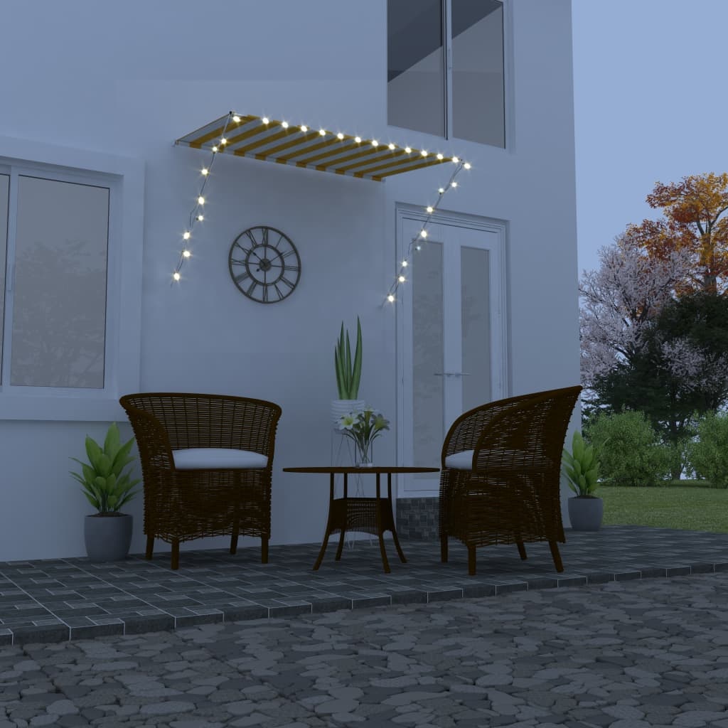 VidaXL Luifel uittrekbaar met LED 200x150 cm geel en wit