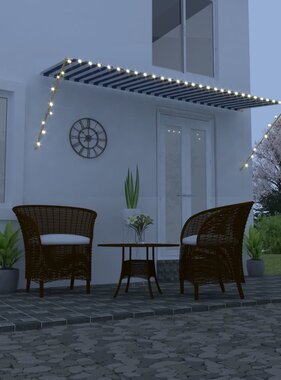 VidaXL Luifel uittrekbaar met LED 400x150 cm blauw en wit