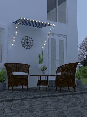 VidaXL Luifel uittrekbaar met LED 150x150 cm blauw en wit