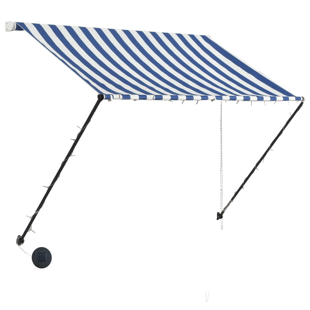 VidaXL Luifel uittrekbaar met LED 150x150 cm blauw en wit