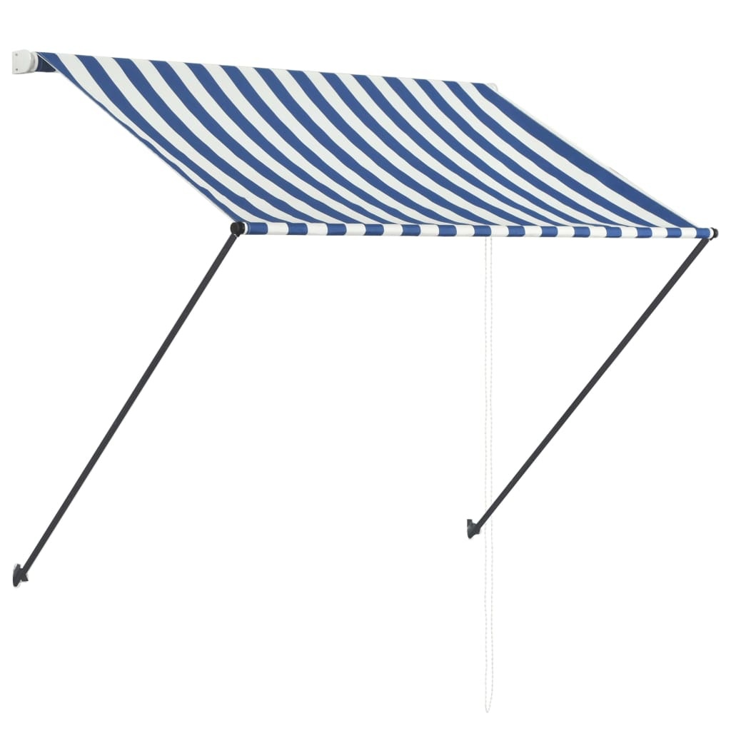 VidaXL Luifel uittrekbaar met LED 150x150 cm blauw en wit