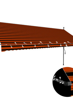VidaXL Luifel handmatig uittrekbaar met LED 400 cm oranje en bruin
