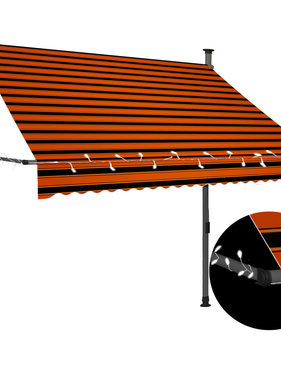 VidaXL Luifel handmatig uittrekbaar met LED 200 cm oranje en bruin