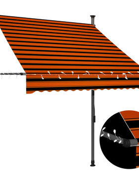 vidaXL Luifel handmatig uittrekbaar met LED 150 cm oranje en bruin