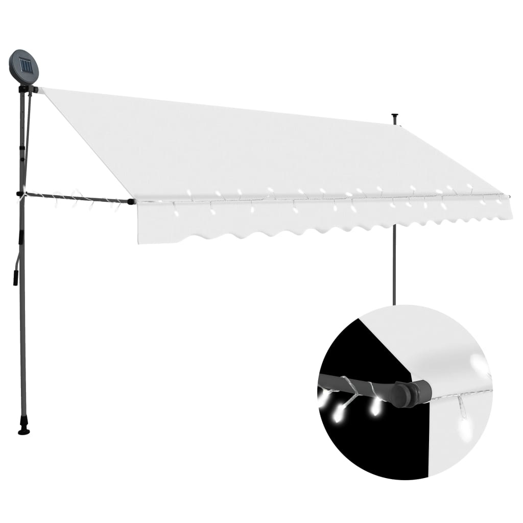 VidaXL Luifel handmatig uittrekbaar met LED 400 cm crème