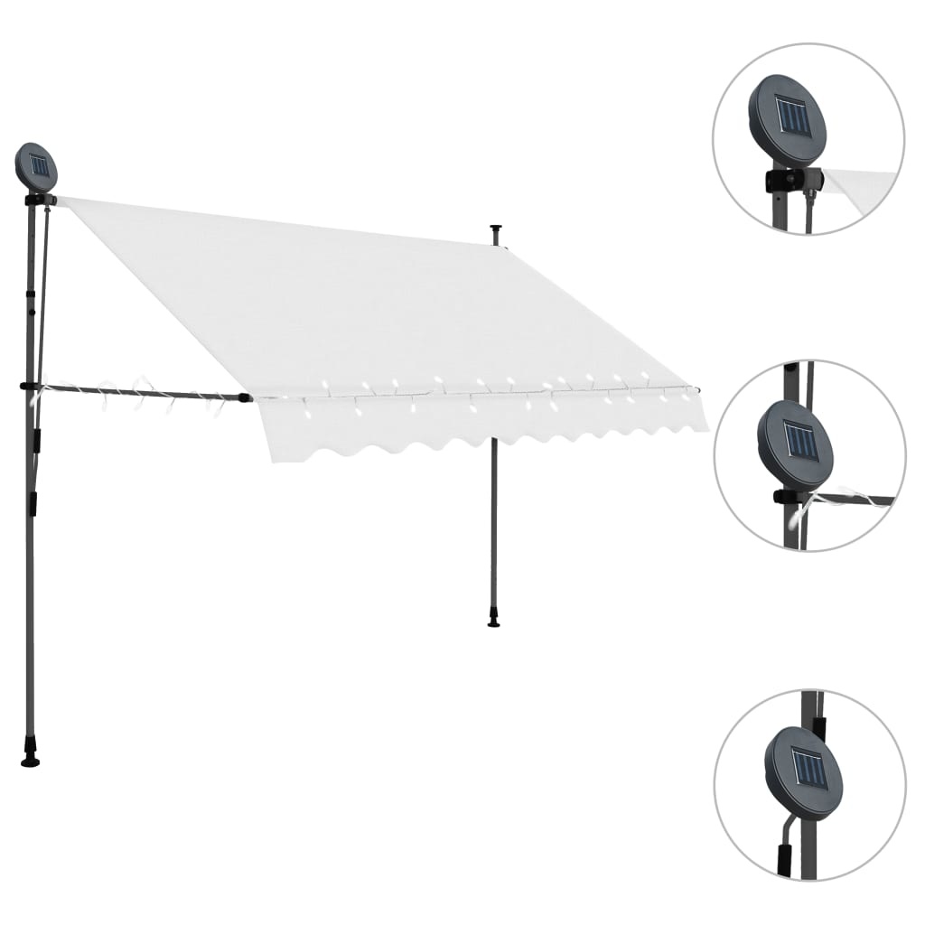 VidaXL Luifel handmatig uittrekbaar met LED 300 cm crème