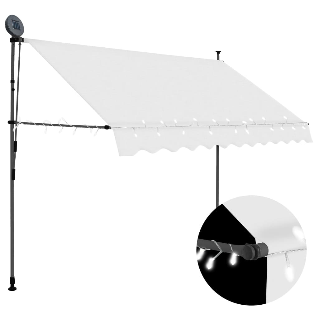 VidaXL Luifel handmatig uittrekbaar met LED 250 cm crème