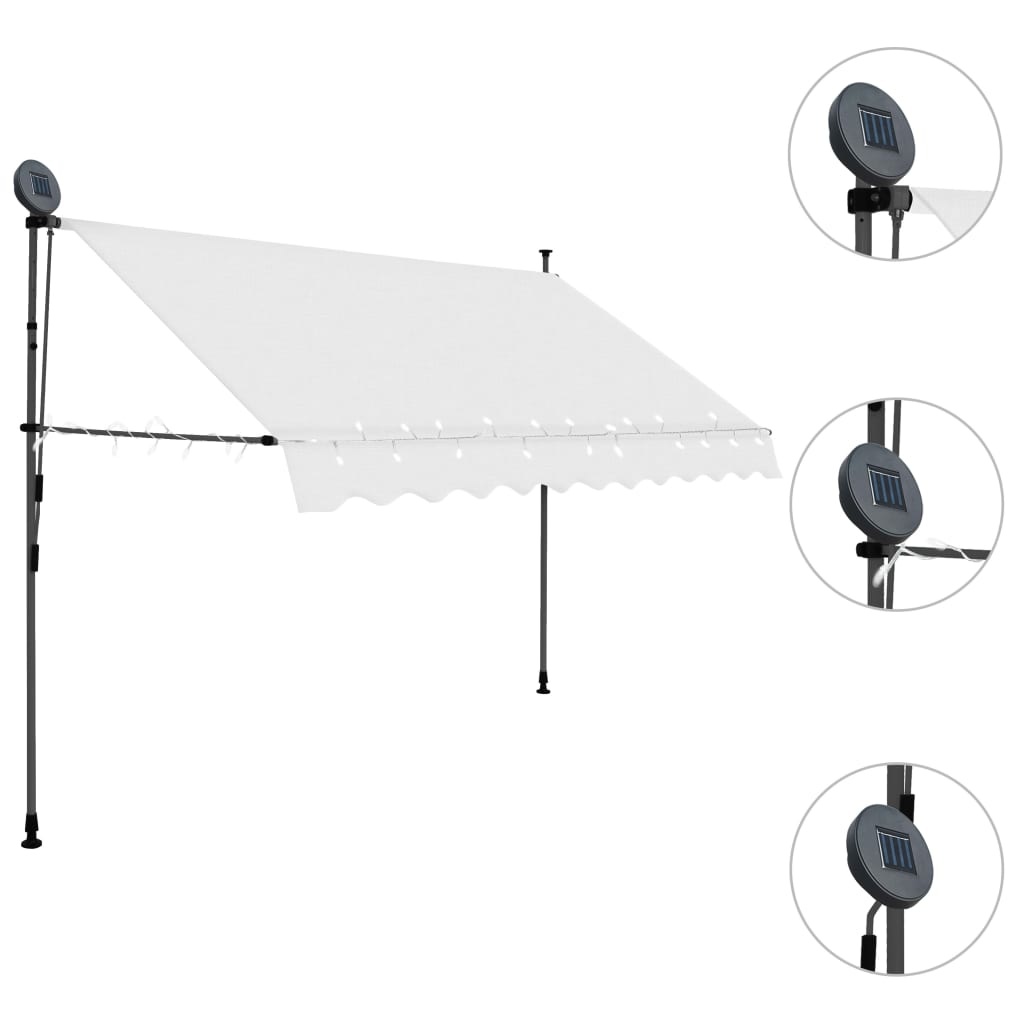 VidaXL Luifel handmatig uittrekbaar met LED 250 cm crème