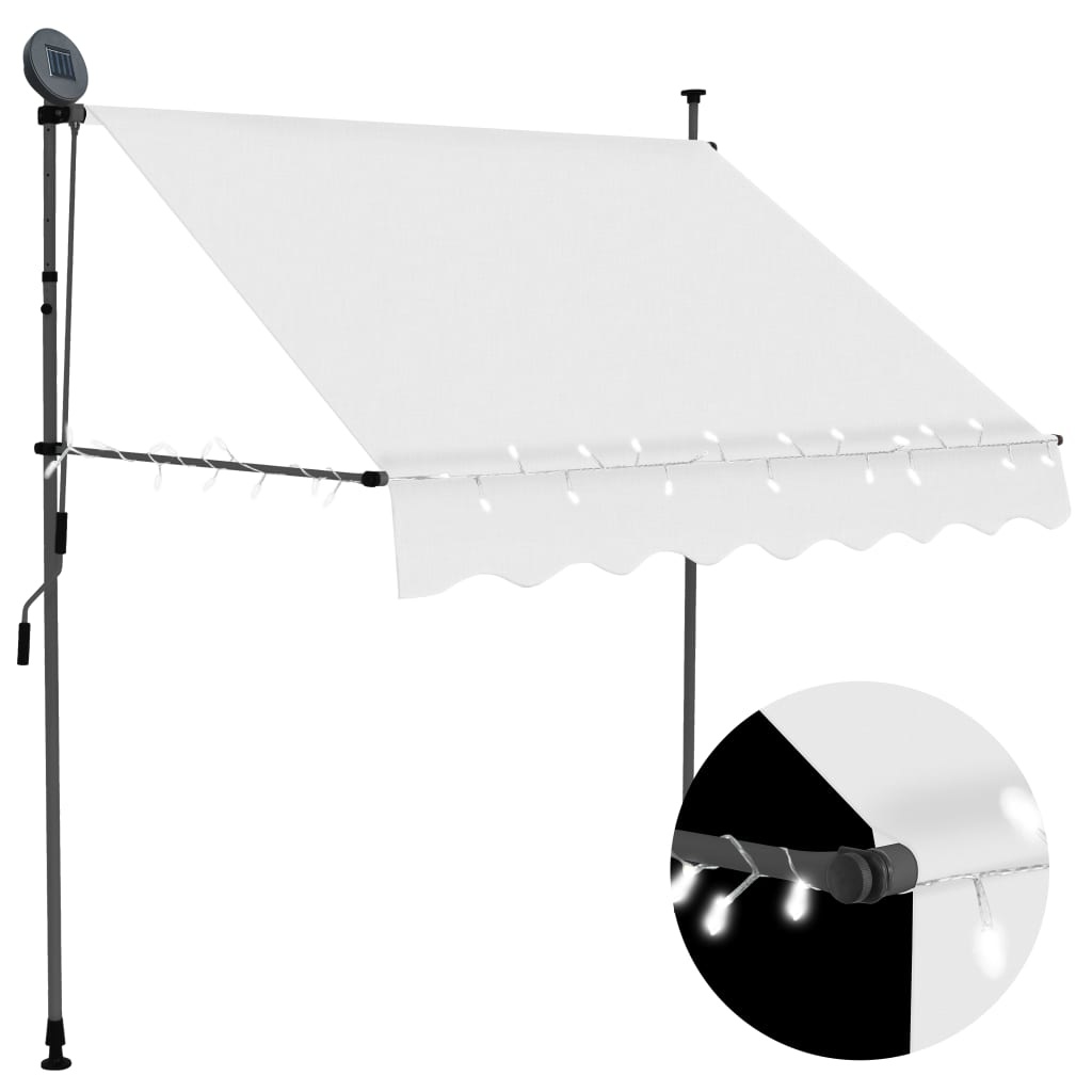 VidaXL Luifel handmatig uittrekbaar met LED 200 cm crème