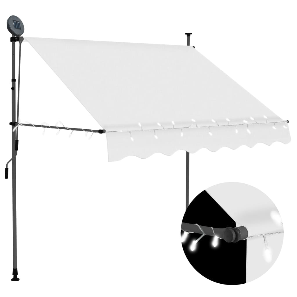 VidaXL Luifel handmatig uittrekbaar met LED 150 cm crème