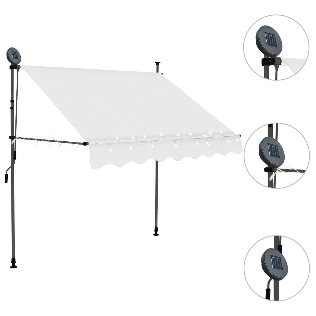 VidaXL Luifel handmatig uittrekbaar met LED 150 cm crème