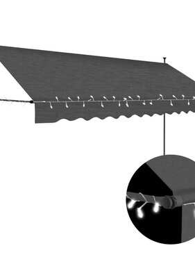 VidaXL Luifel handmatig uittrekbaar met LED 350 cm antraciet
