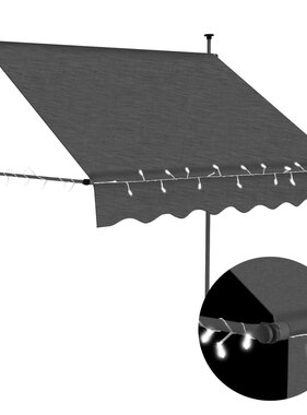 VidaXL Luifel handmatig uittrekbaar met LED 200 cm antraciet