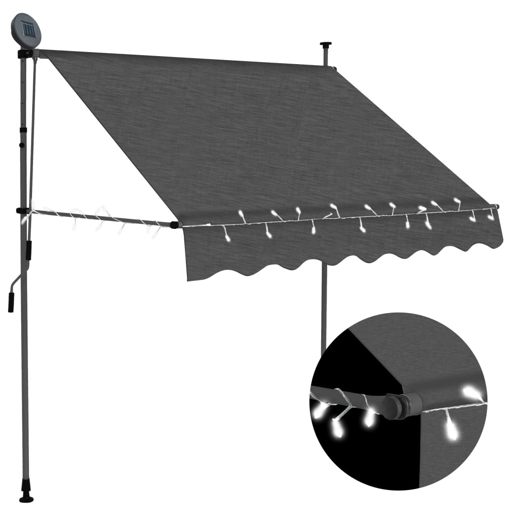 VidaXL Luifel handmatig uittrekbaar met LED 100 cm antraciet