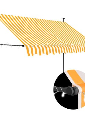 VidaXL Luifel handmatig uittrekbaar met LED 250 cm wit en oranje