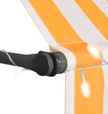 VidaXL Luifel handmatig uittrekbaar met LED 250 cm wit en oranje