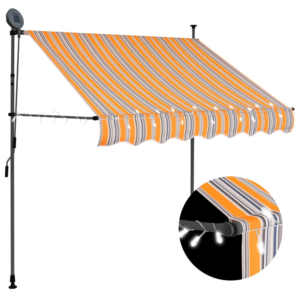 VidaXL Luifel handmatig uittrekbaar met LED 100 cm geel en blauw