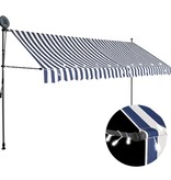 VidaXL Luifel handmatig uittrekbaar met LED 400 cm blauw en wit