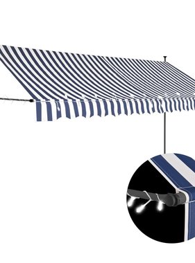 VidaXL Luifel handmatig uittrekbaar met LED 400 cm blauw en wit