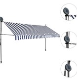 VidaXL Luifel handmatig uittrekbaar met LED 400 cm blauw en wit